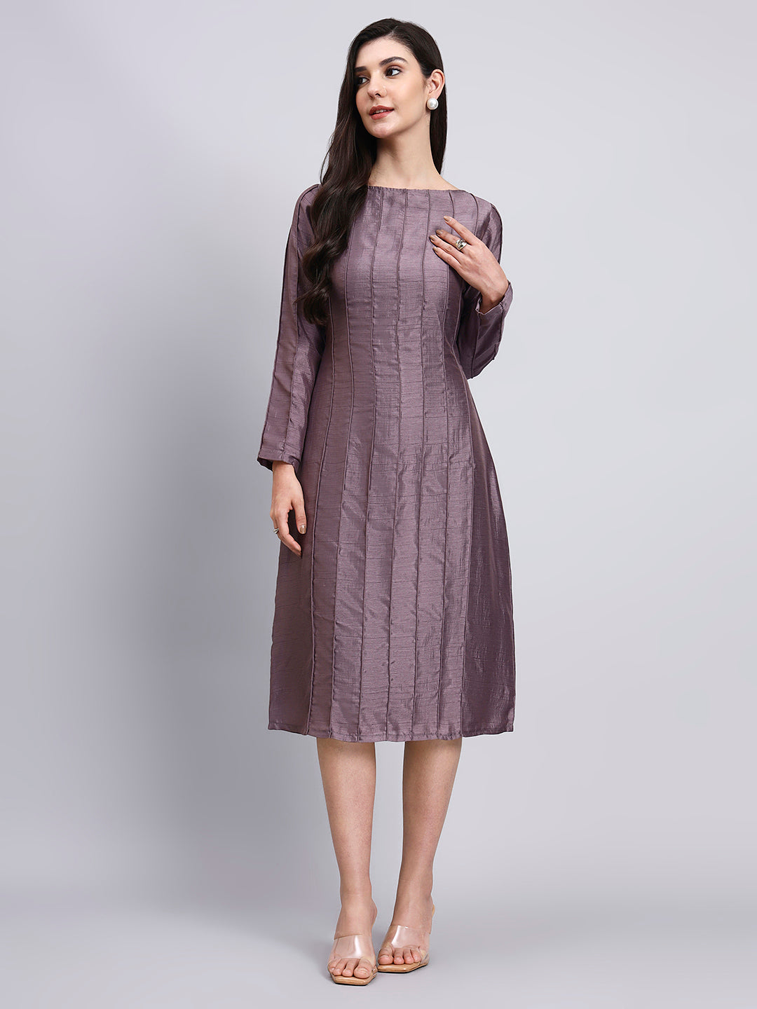 Elegant Mauve Structured Dress