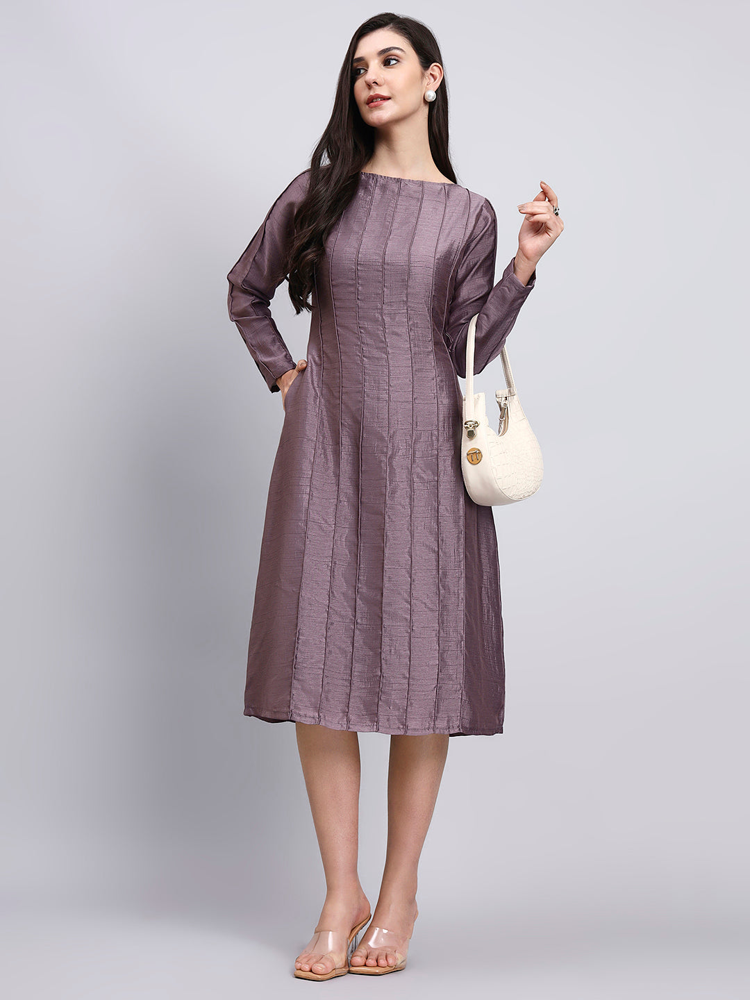 Elegant Mauve Structured Dress