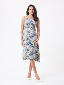 Women Beige Midi Flared Dresses