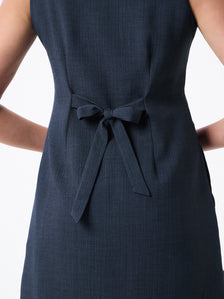 Women Navy Blue Midi Straight Dresses