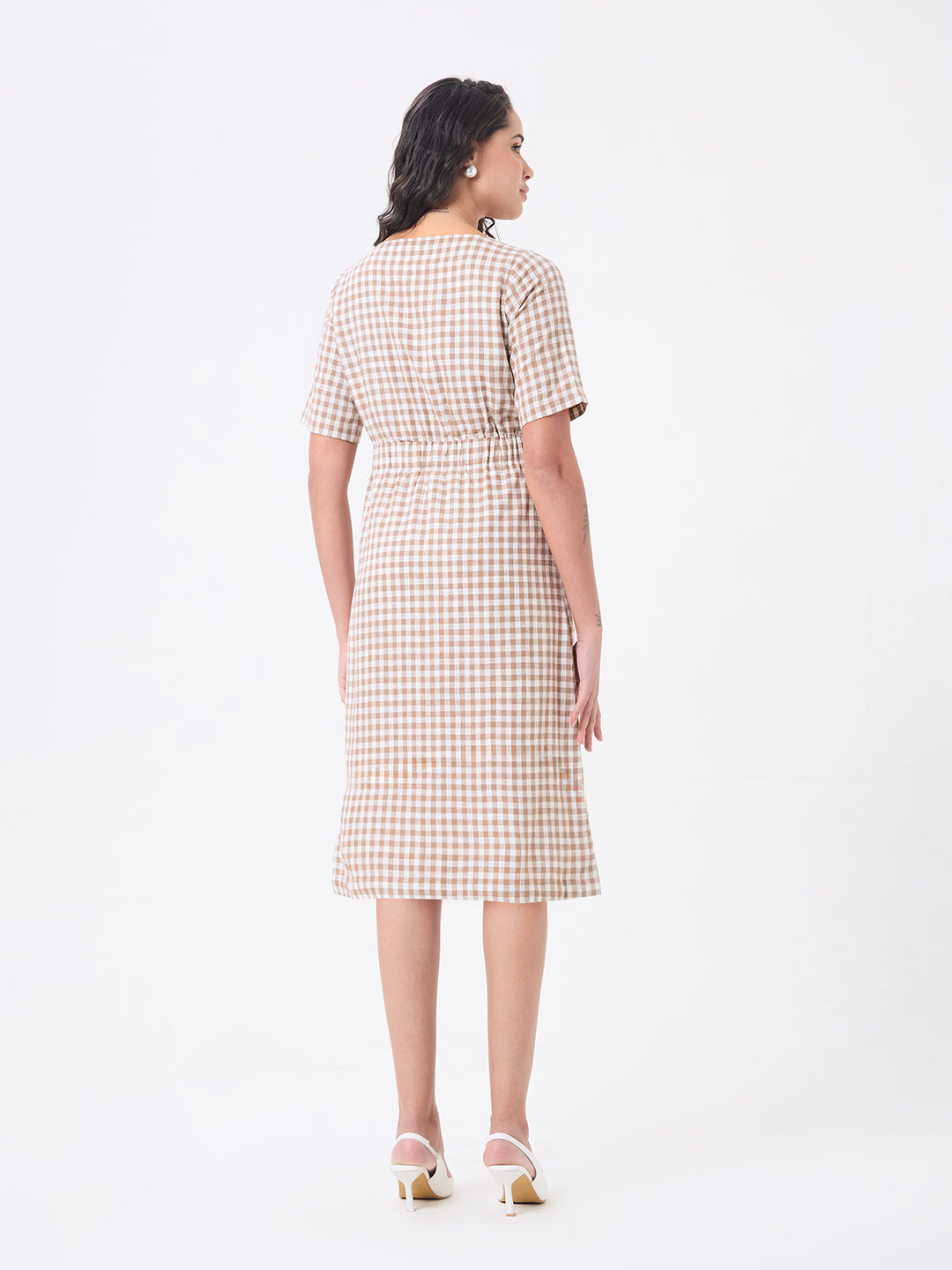 Women Brown Knee Length Straight Dresses