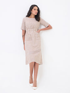 Women Brown Knee Length Straight Dresses