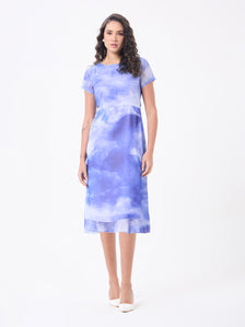 Women Blue Knee Length Curved Dresses