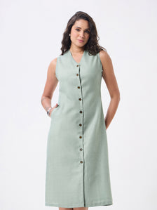Women Green Knee Length Straight Dress