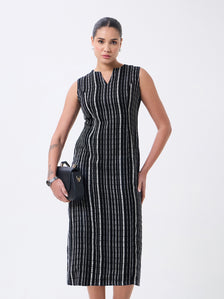 Women Black Midi Straight Dresses