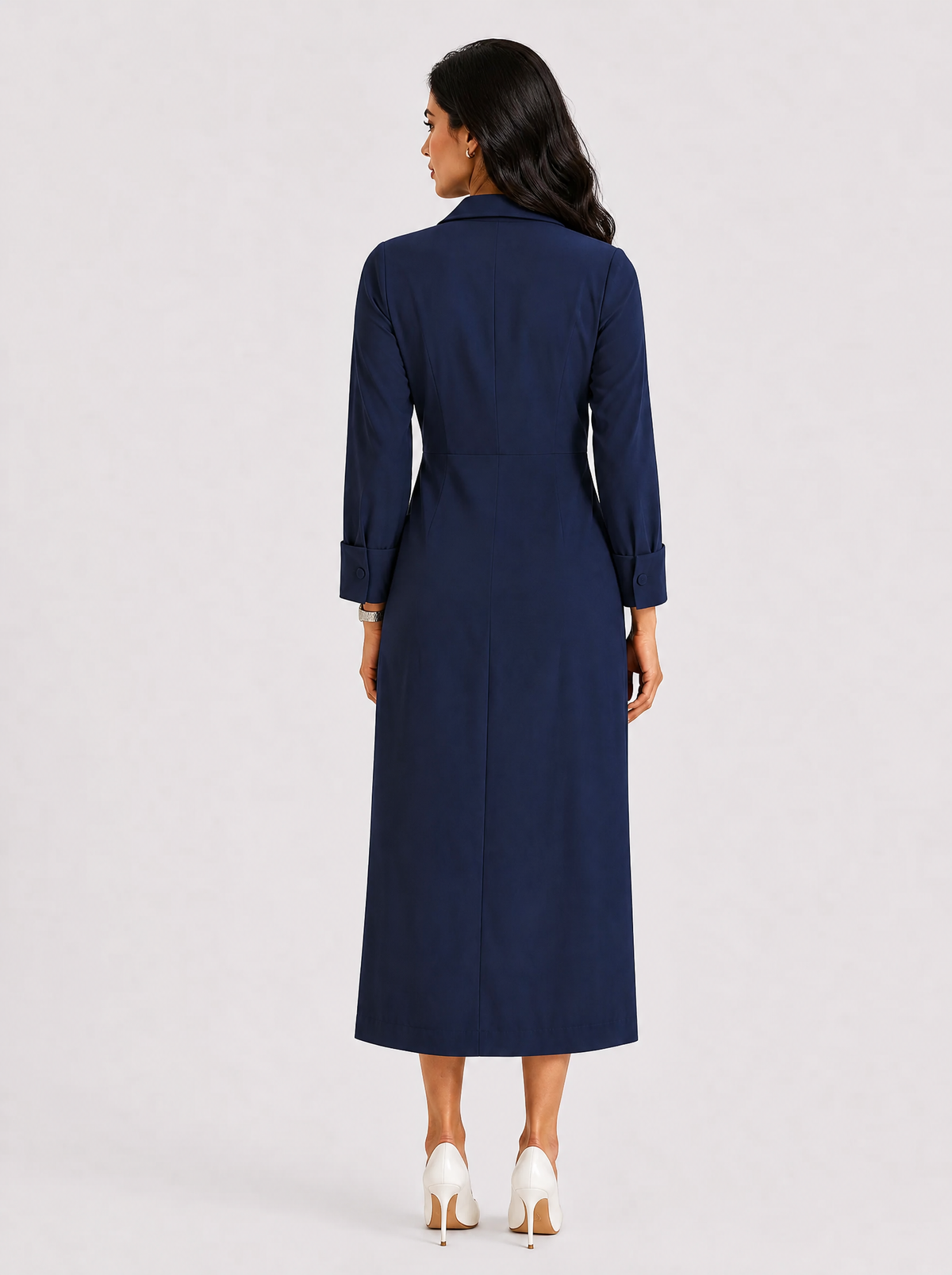 Women Navy Blue Asymmetric Wrap Dress