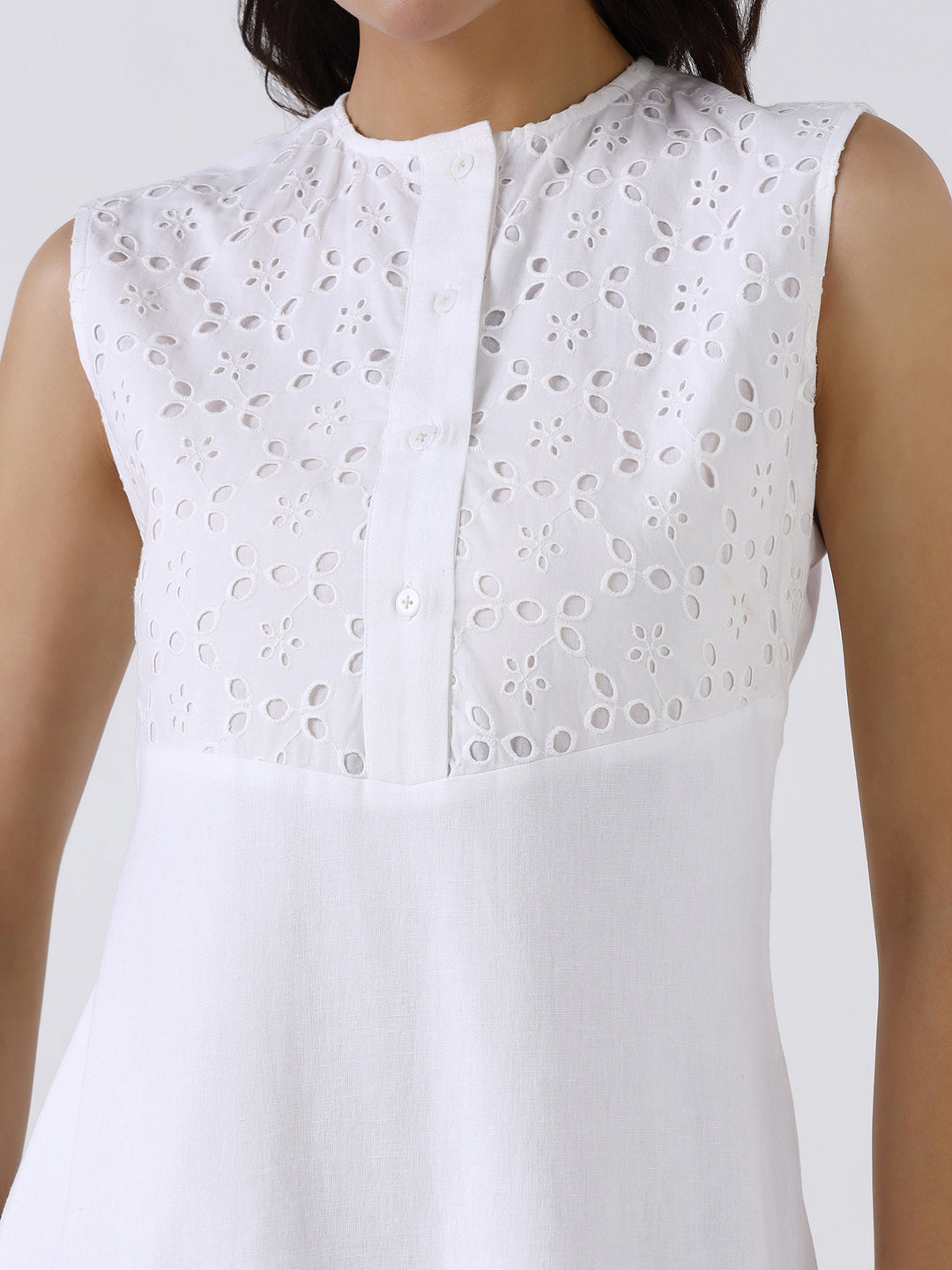 Women Classic White Cotton A-line Dress