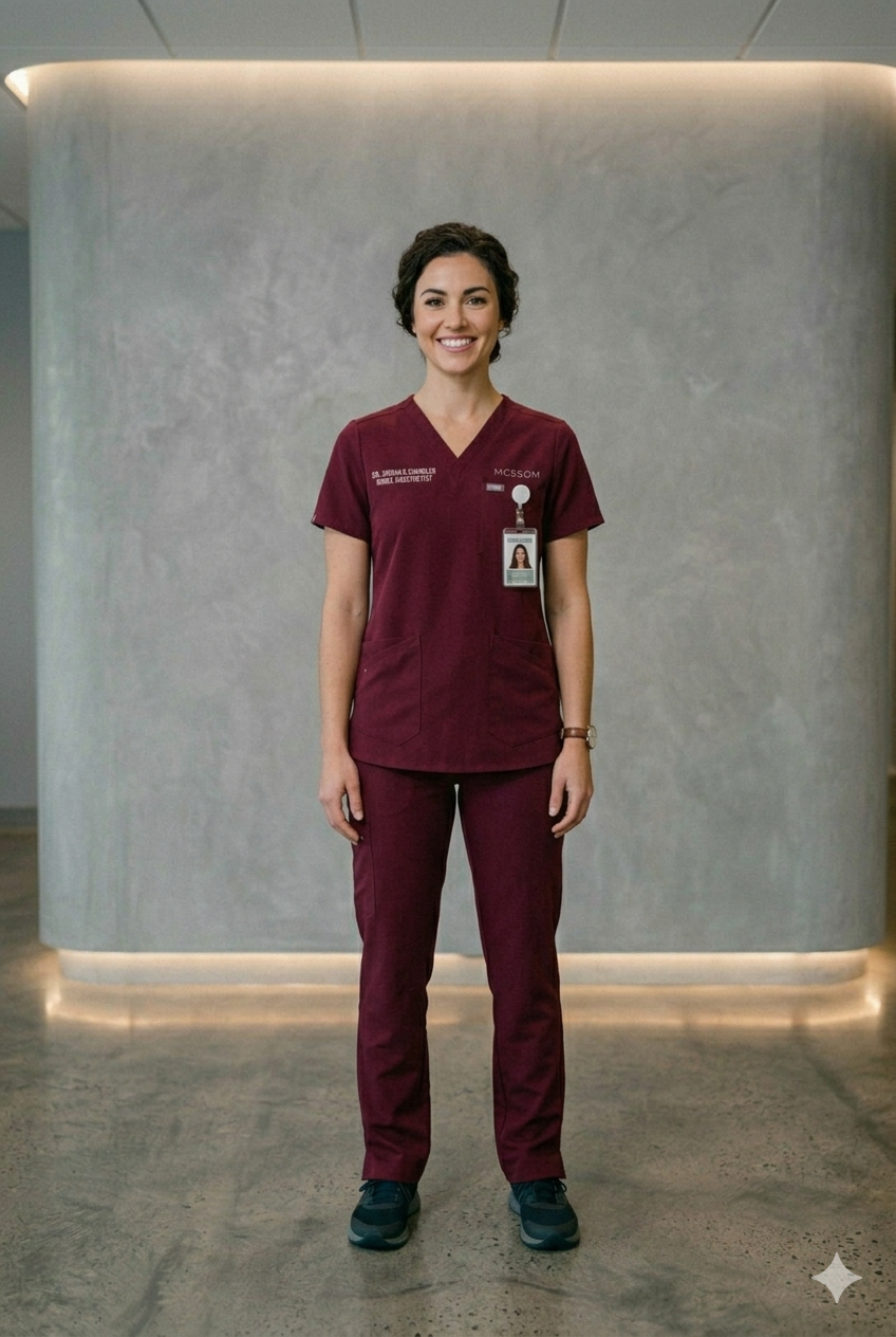 Women Burgundy Scrub Set