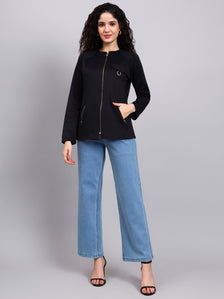 Black Utility Zip-Up Jacket For Effortless Everyday Style