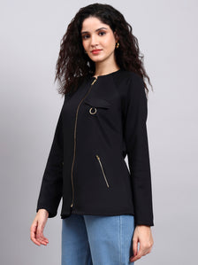 Black Utility Zip-Up Jacket For Effortless Everyday Style
