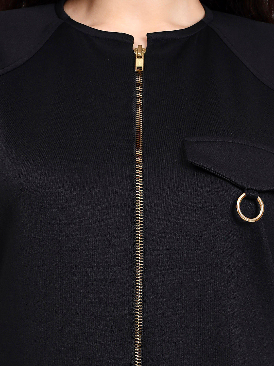 Black Utility Zip-Up Jacket For Effortless Everyday Style