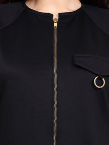 Black Utility Zip-Up Jacket For Effortless Everyday Style