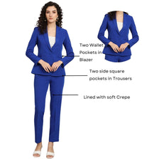Women Notched Collar Stretch Pant Suit