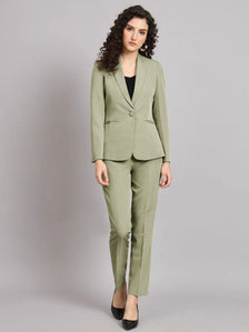 Women Green Single-Breasted Formal Suit