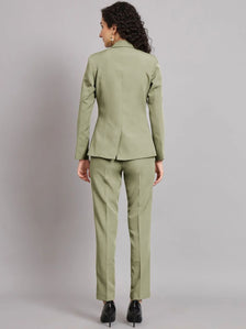 Women Green Single-Breasted Formal Suit