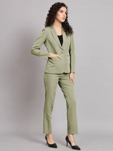 Women Green Single-Breasted Formal Suit