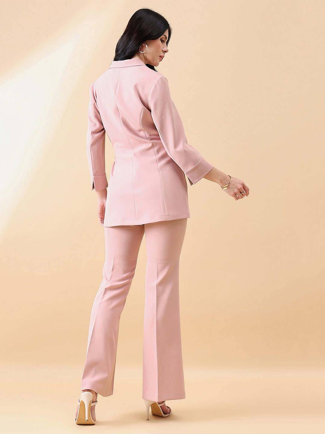 Tie Stretch Pant Suit - Pink