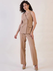 Women V-Neck Sleeveless Top With Trousers