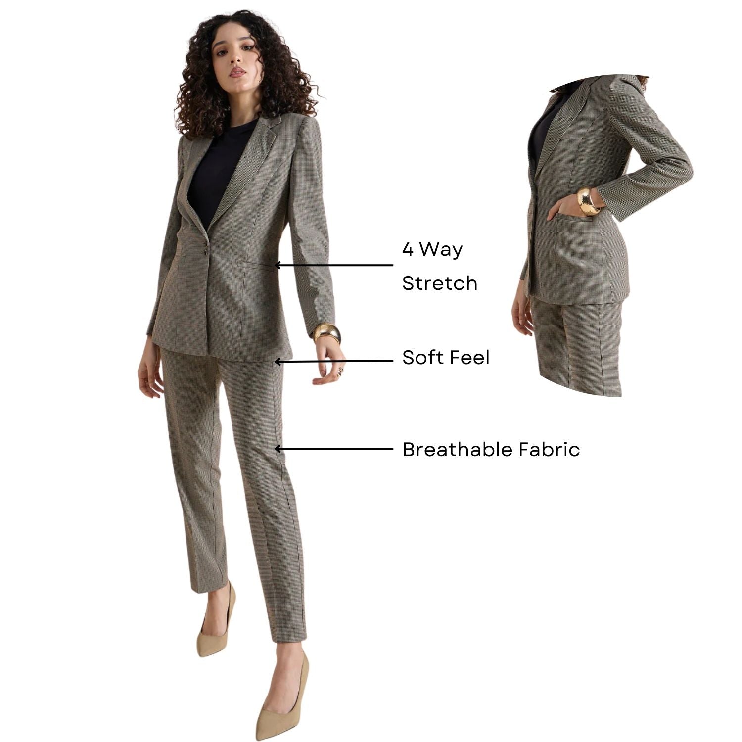 Women Checked Single-Breasted Formal Suit