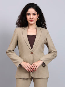 Beige Tailored Stretch Pantsuit