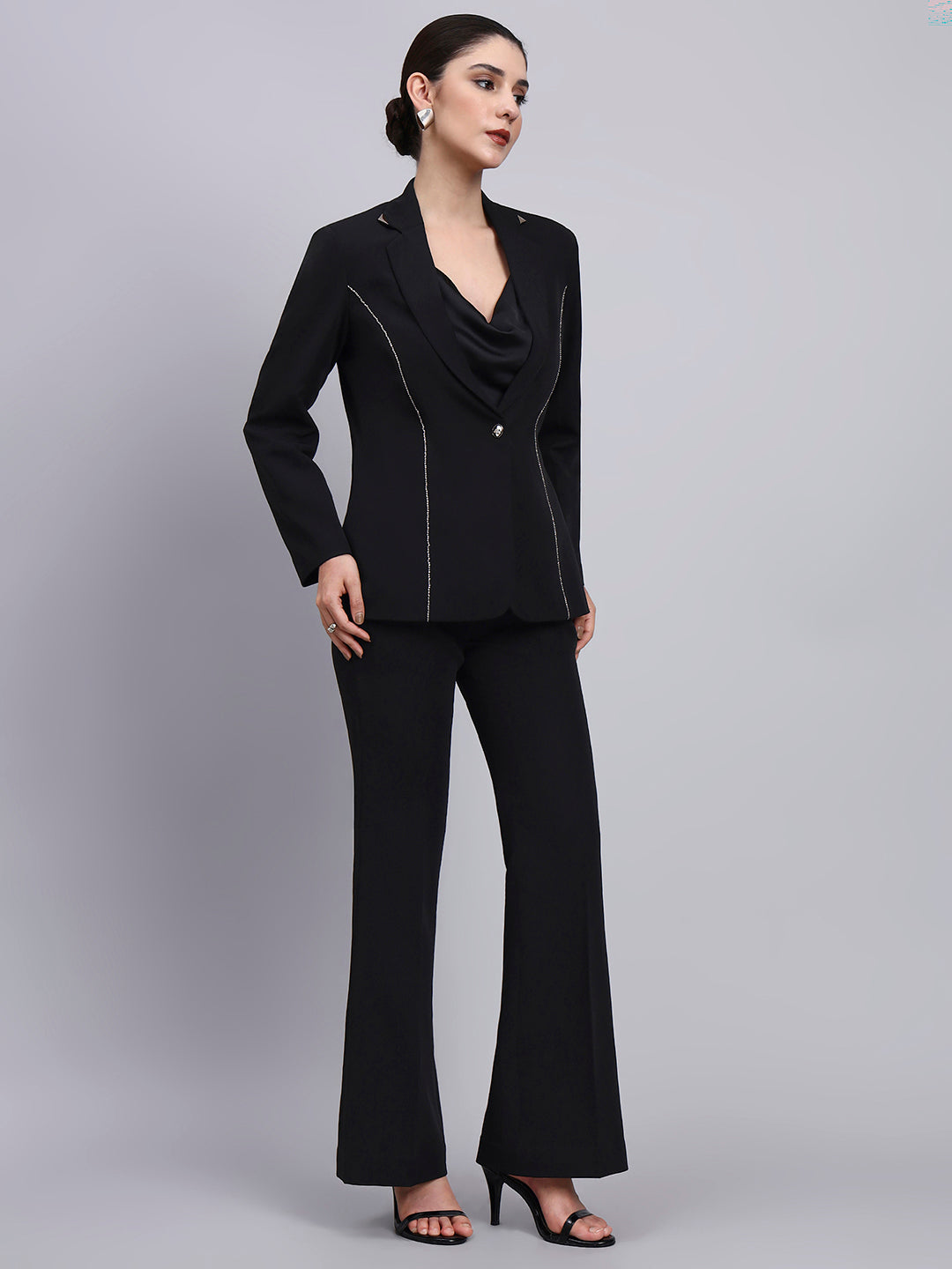 Tailored Embellished Contour Black Blazer Set