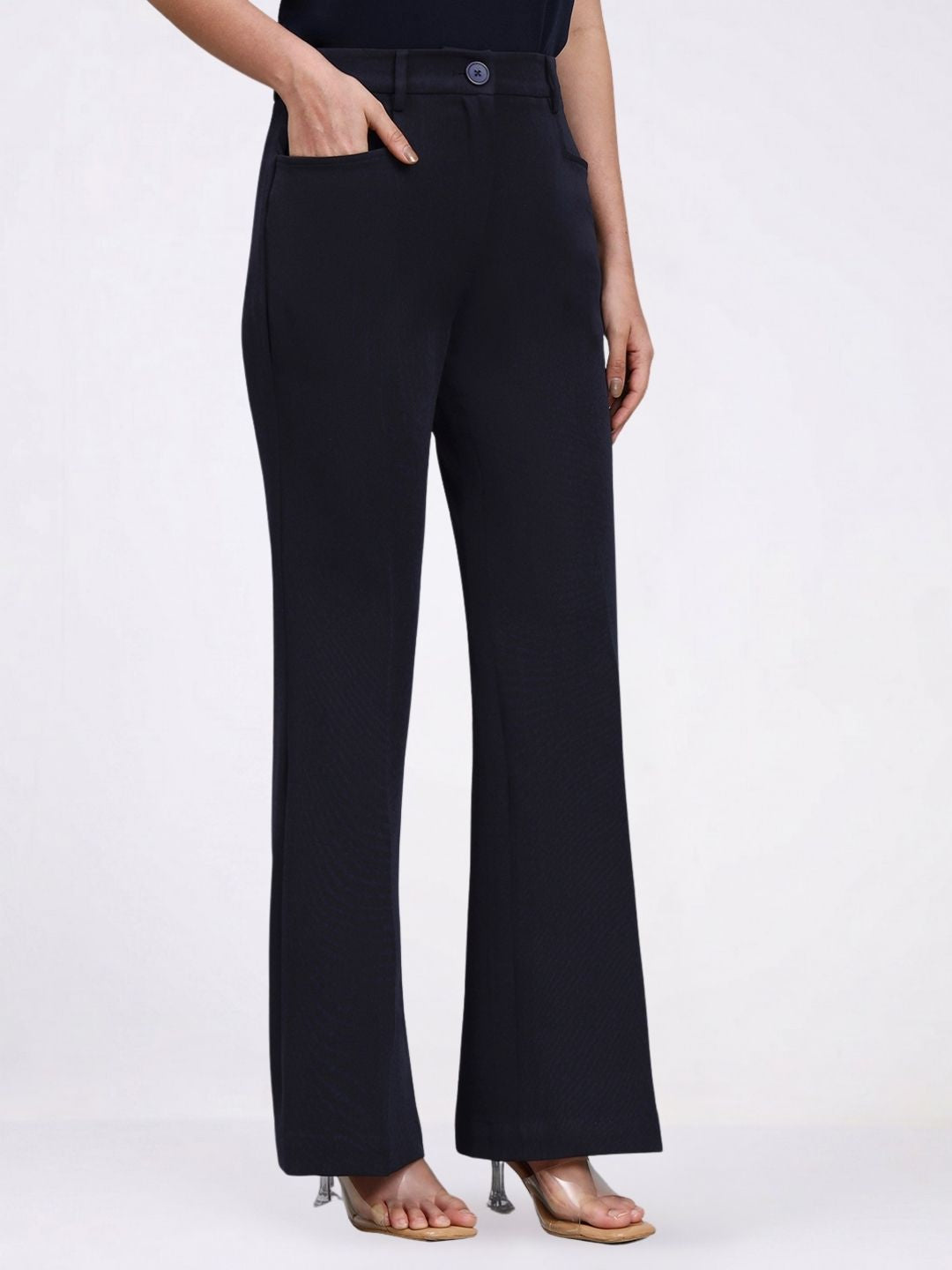 Women Navy Blue Single Breasted formal Pantsuit