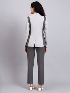 Two-Tone Grey Color Blocking Suit That Defines Power Dressing With Sleek Precision