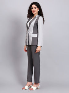 Two-Tone Grey Color Blocking Suit That Defines Power Dressing With Sleek Precision