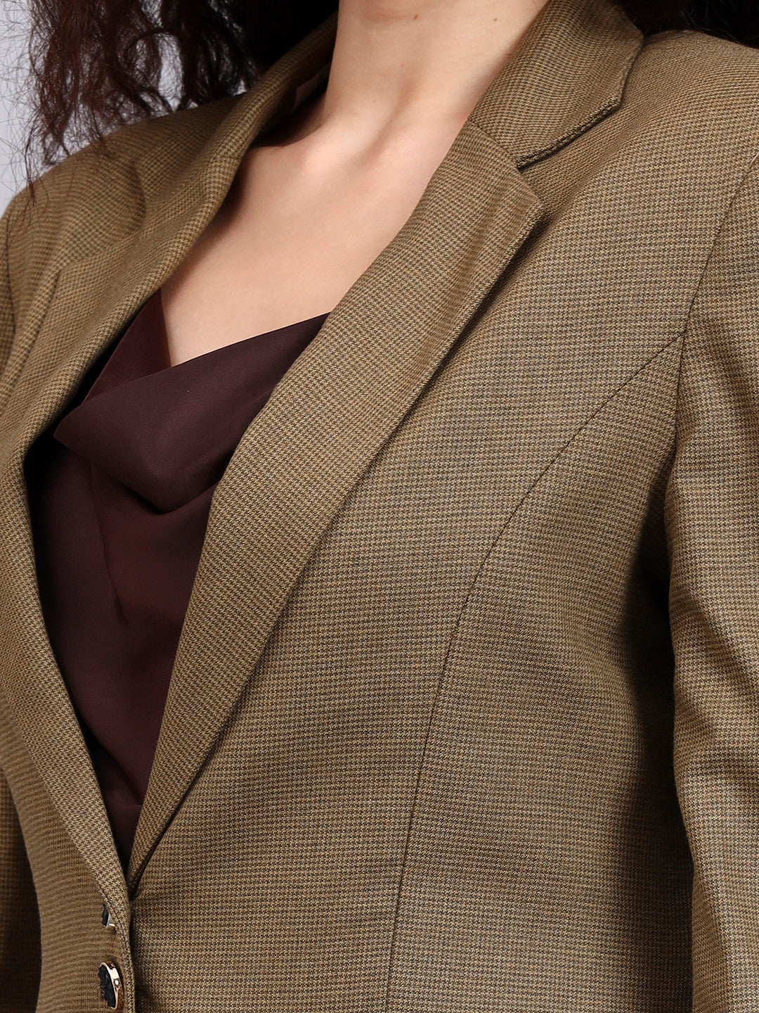 Classic Beige Notch Collar Blazer Set
