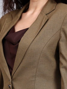 Classic Beige Notch Collar Blazer Set