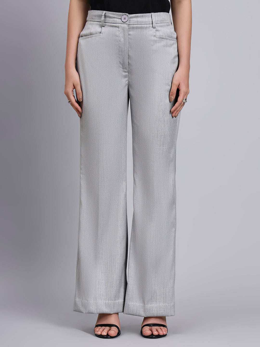 Grey Power Suit with refined linear detailing