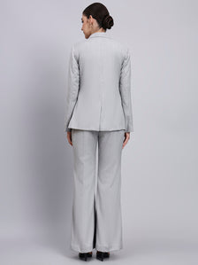 Grey Power Suit with refined linear detailing