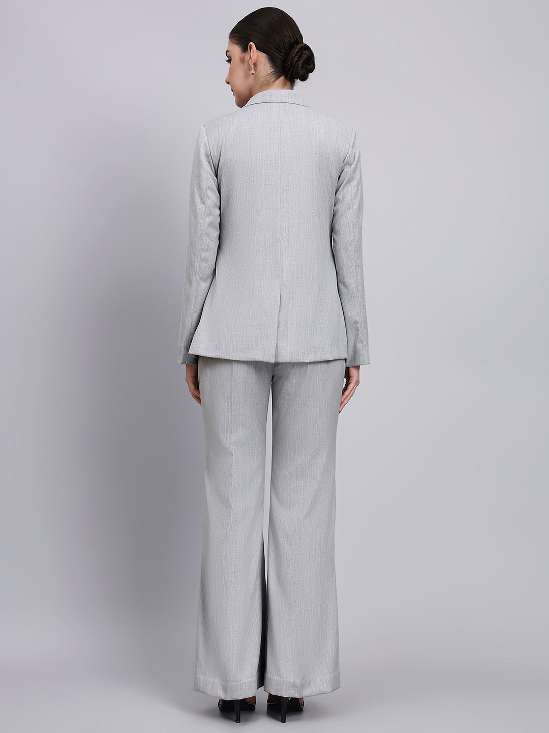 Women Grey Linear Detailed Single Breasted Formal Pantsuit