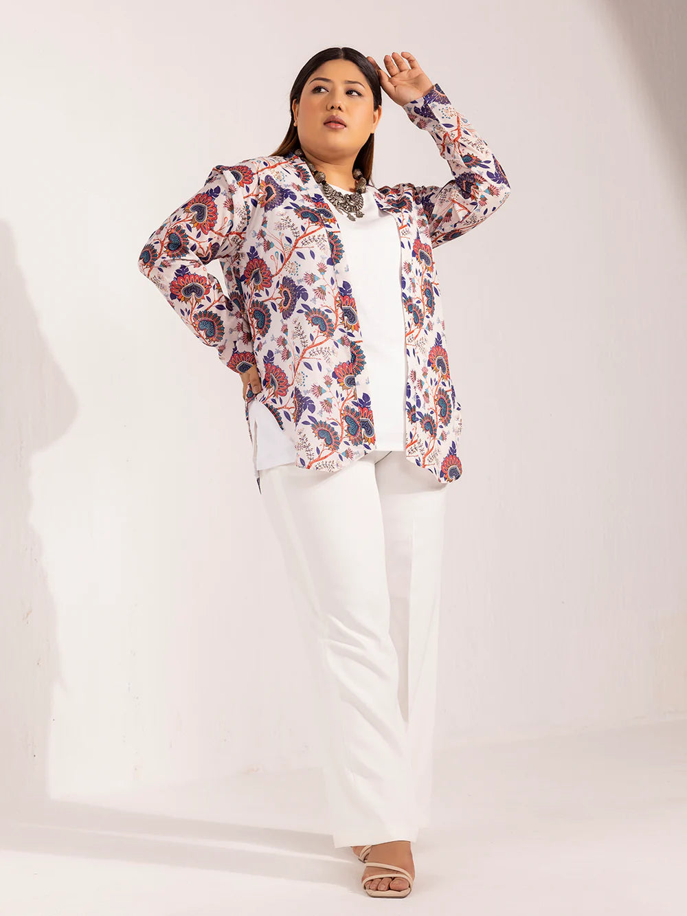 Front Open Printed Jacket With Comfort Fit Wide Bottom Stretch Trouser