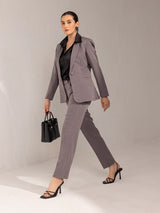 Pantsuit With Satin Stretch Shirt - Grey and Black