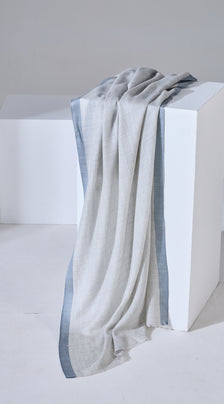 Light Grey Contrast Border Woolen Rectangular Stole for Women