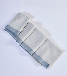 Light Grey Contrast Border Woolen Rectangular Stole for Women