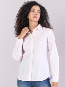 Baby Pink Soft Textured Cotton-linen Long Sleeve Shirt