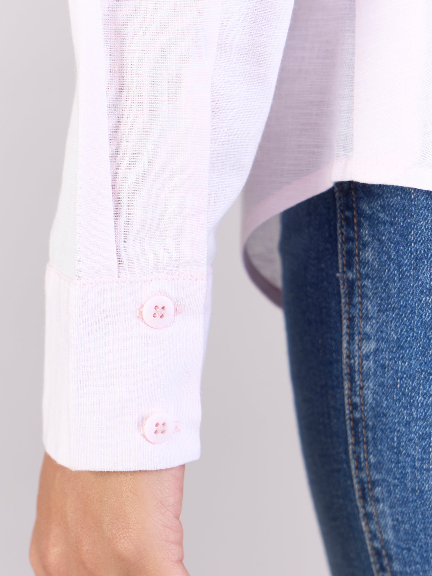 Baby Pink Soft Textured Cotton-linen Long Sleeve Shirt