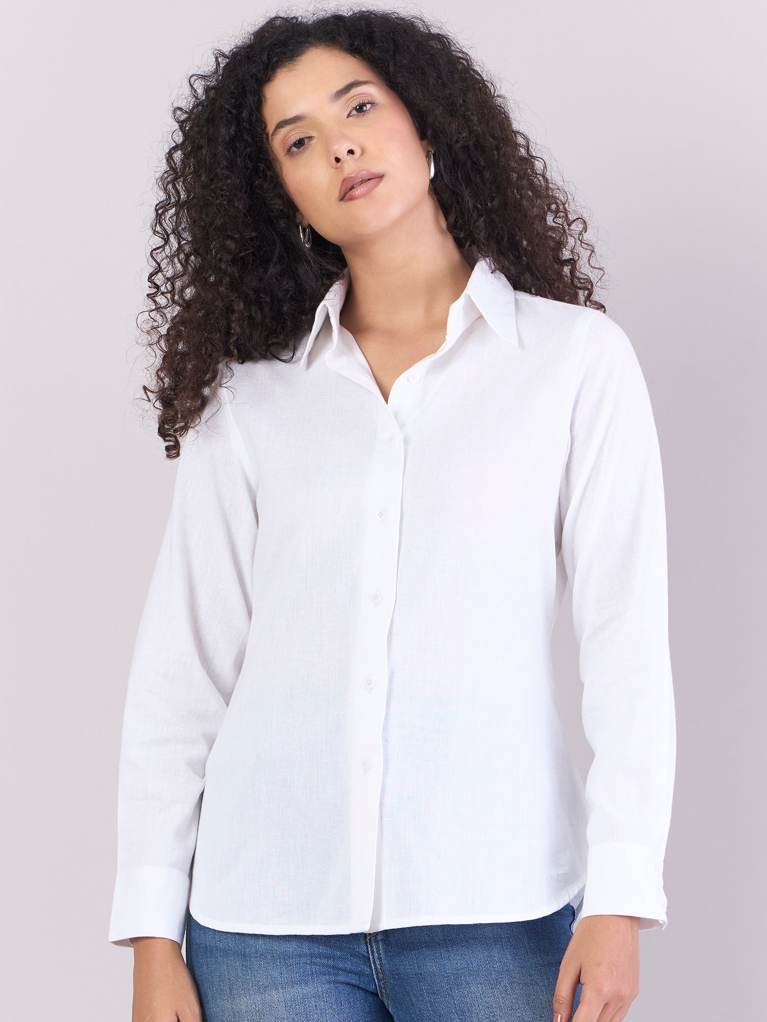 White Lightweight  Pure-Cotton relax-fit Shirt