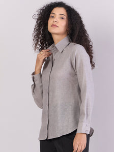 Grey Lightweight Button-up Soft Textured Shirt