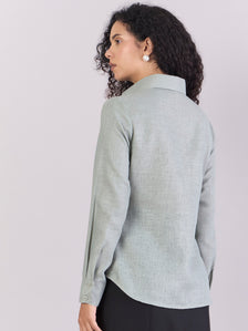 Dusty-sage green Lightweight  Button-up Soft Textured Shirt