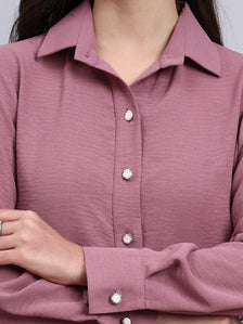 Women Classic Pink Satin Shirt