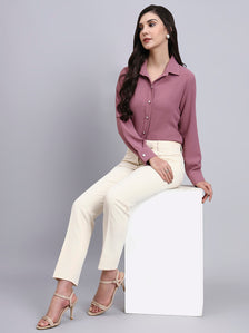 Women Classic Pink Satin Shirt
