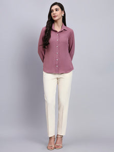 Women Classic Pink Satin Shirt