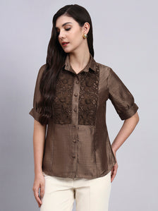Women Modern casual Floral Embroidery Shirt