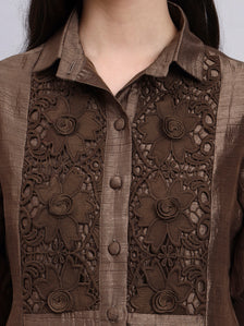 Women Modern casual Floral Embroidery Shirt