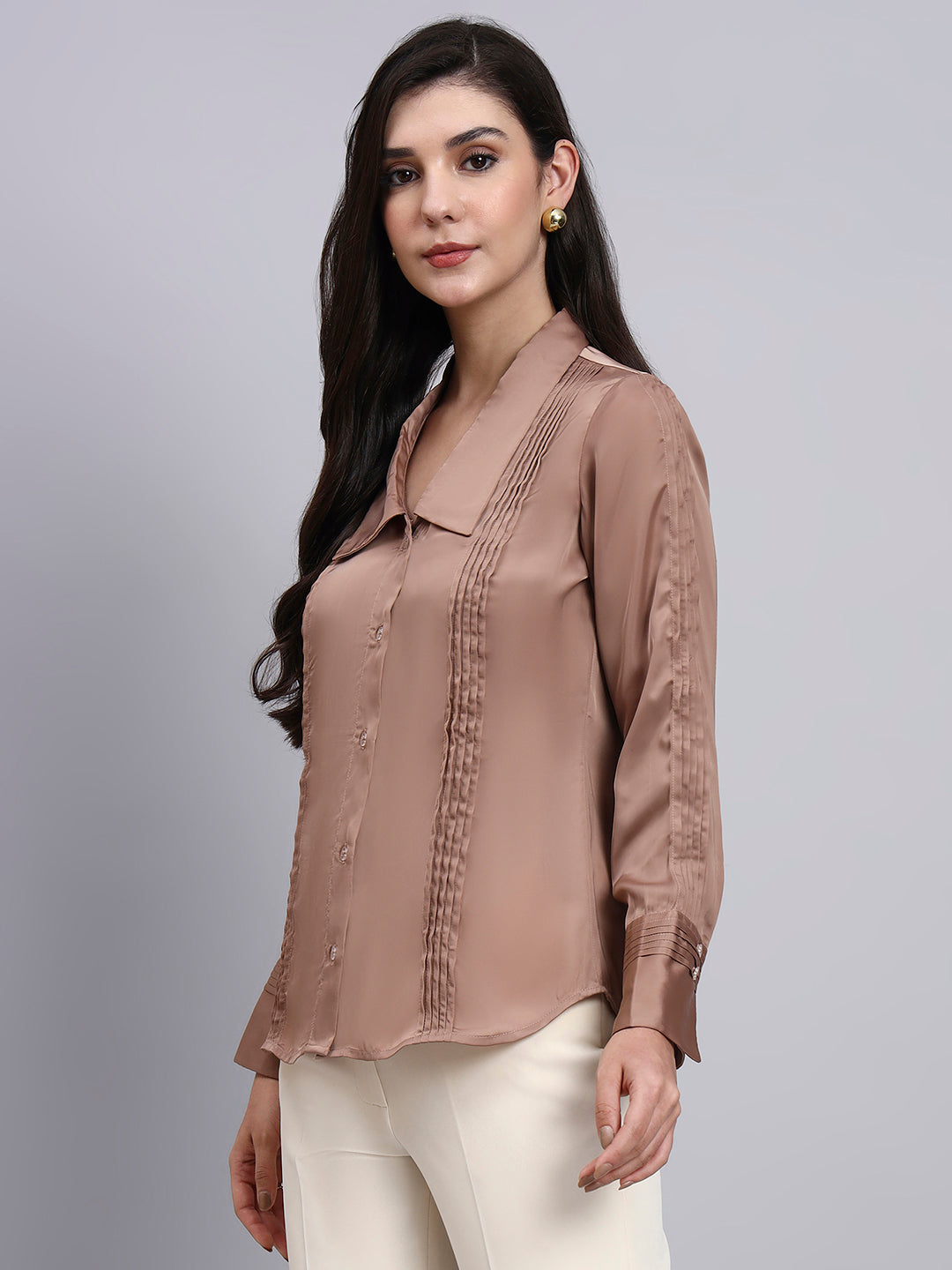 Women Modern Pintuck Detailing Full Sleeve Shirt