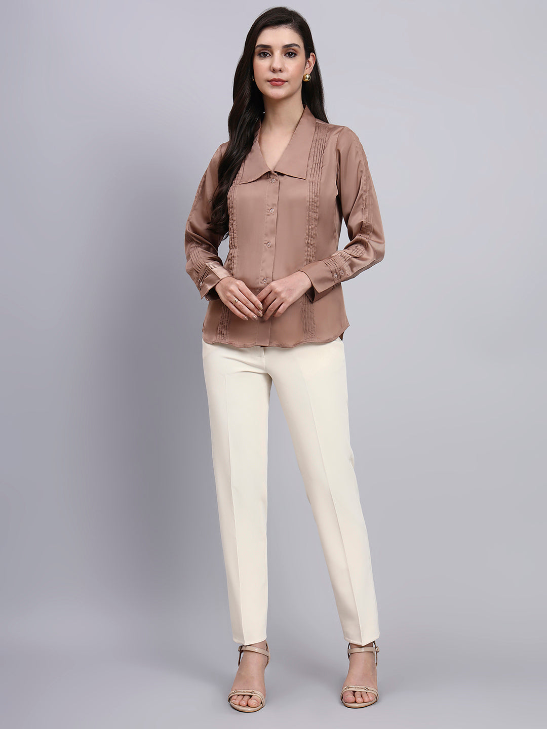 Women Modern Pintuck Detailing Full Sleeve Shirt