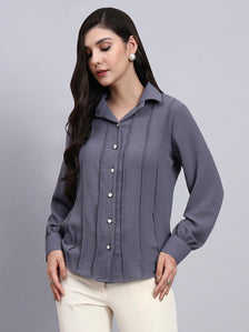 Women Modern Vertical Seam Detailing Full Sleeve Shirt
